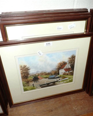 Lot 439 - Five watercolours depicting barges by Alan Bamford