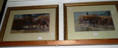 Lot 443 - A pair of watercolours of cart horses