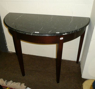 Lot 473 - Pair of demi lune marble top tables