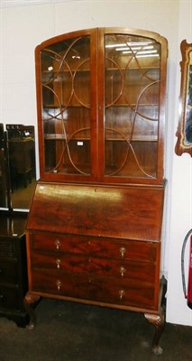 Lot 479 - 1930's walnut bureau bookcase