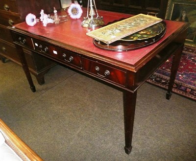 Lot 529 - Reproduction mahogany library table with red leather top