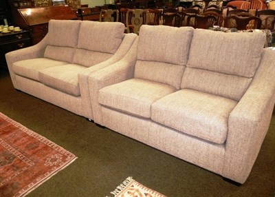 Lot 545 - Modern two seater sofa and three seater sofa and footstool