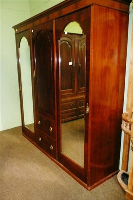 Lot 603 - Edwardian mahogany combination wardrobe