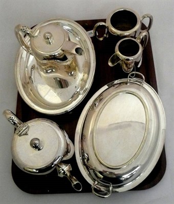 Lot 38 - A four piece hotel plate tea set and two plate entree dishes