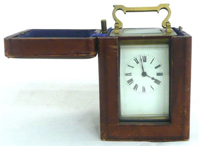Lot 60 - A carriage timepiece with leather case