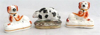 Lot 72 - A Staffordshire rabbit and two dogs