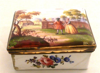 Lot 119 - A 19th century enamel box decorated with a courting couple