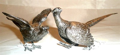 Lot 123 - Two silver table ornaments modelled as game birds