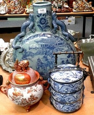 Lot 149 - Three pieces of Oriental style pottery and porcelain