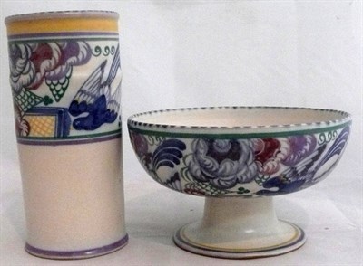 Lot 156 - A Poole pottery pedestal bowl and a similar patterned vase