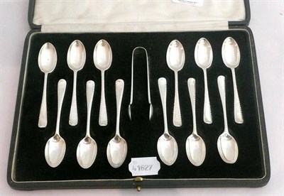 Lot 160 - Cased set of silver teaspoons and tongs