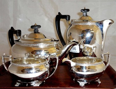 Lot 186 - Four piece silver tea service, 46oz