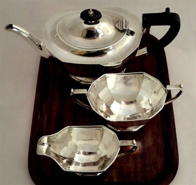 Lot 196 - Three piece silver tea service, 30oz