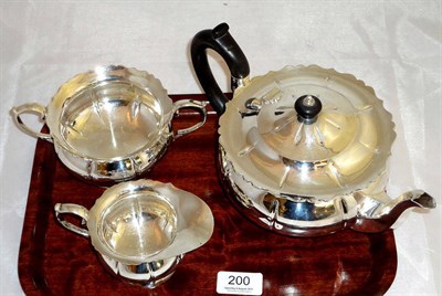 Lot 200 - Three piece silver tea service, 35oz