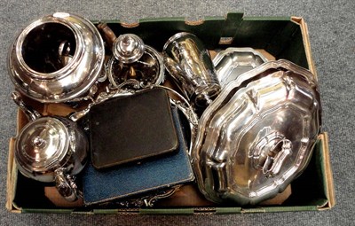 Lot 205 - Box of silver plated items