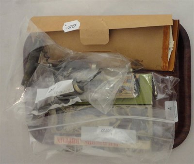 Lot 214 - Quantity of cigarette cards, four corkscrews and boxes of pencils including slate