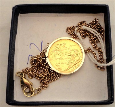 Lot 219 - An 1894 full sovereign loose mounted as a pendant on a chain