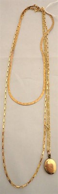 Lot 244 - A gold locket, a gold chain and a gold necklace