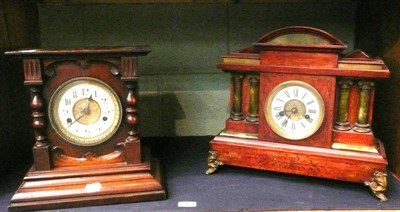 Lot 292 - Oak cased mantel clock and another (2)