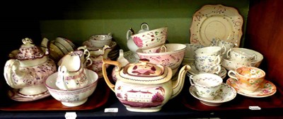 Lot 302 - A quantity of 19th century pink lustre and other tea wares