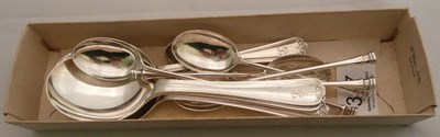 Lot 347 - A set of six silver spoons and six silver coffee spoons, 6oz