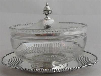 Lot 354 - A 19th century silver and cut glass jar and cover