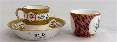 Lot 355 - A Sevres coffee can and saucer (a.f.) and a small Sevres pot