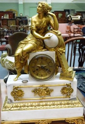 Lot 372 - White marble and gilt metal decorated figural French mantel clock