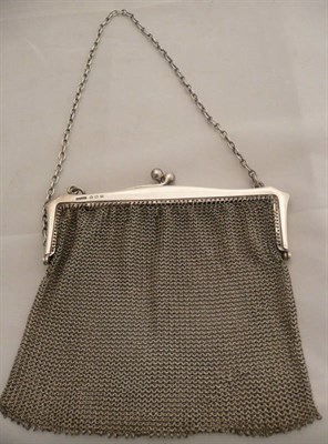 Lot 397 - A silver mesh bag, Birmingham 1916, 4oz approximate weight