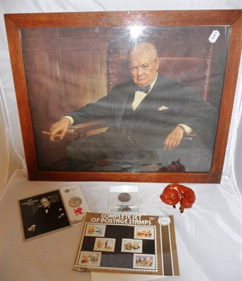 Lot 424 - Churchill memorabilia and a Beswick fox