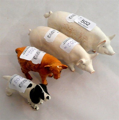 Lot 434 - Beswick wall boy, Beswick wall queen, Beswick Highland calf and a Beswick Cocker Spaniel (4)