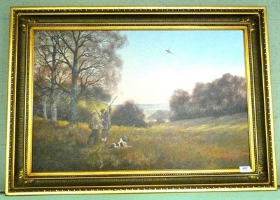 Lot 457 - Arthur Lokie, gilt framed oil on canvas, 'Pheasant shoot'