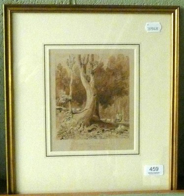 Lot 459 - Edward Swineburne, watercolour study near Helmsley Castle, monochrome wash