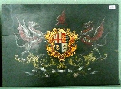 Lot 468 - A painted armorial on a wooden board