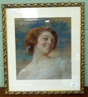 Lot 478 - A pastel portrait of a young lady, indistinctly signed Denholme D ****