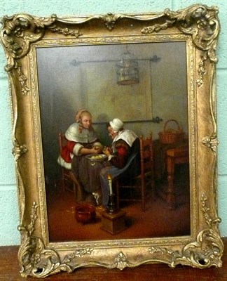 Lot 482 - J Membling, interior scene, oil