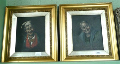 Lot 484 - Pair of gilt framed oils on canvas of an elderly gent and lady, signed F. Vitale