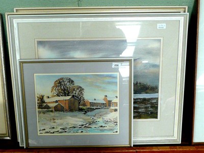 Lot 496 - Four framed watercolours by Charles Simpson, depicting 'West Scrafton beck', 'Down the Lane',...