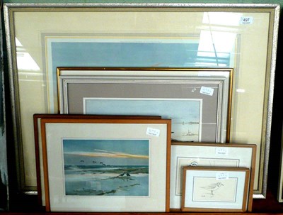 Lot 497 - Peter Scott framed prints and other ornithological watercolours and drawings etc (8)