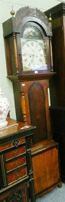 Lot 512 - Oak and mahogany eight day long case clock with painted arched dial