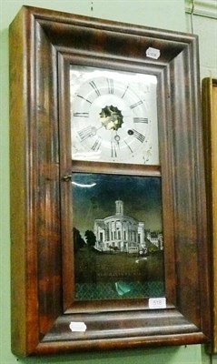 Lot 518 - Mahogany cased wall clock with painted dial and glass panel, Merchants Exchange, Philadelphia