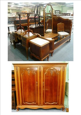 Lot 520 - An early 20th century German walnut seven piece bedroom suite, in Louis XV Style and an early...