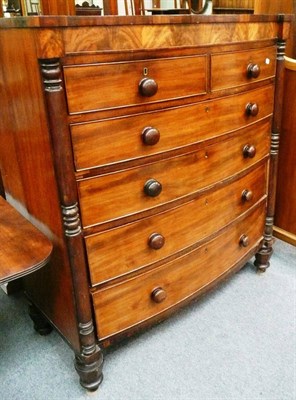 Lot 542 - Victorian mahogany bow front five height chest of drawers