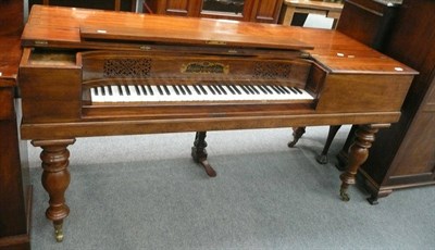 Lot 592 - A 19th century mahogany and rosewood inlaid square piano label Stementi, London