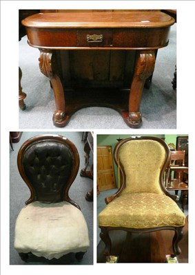 Lot 598 - Two Victorian chairs and a washstand