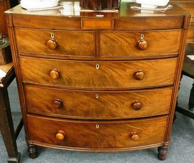 Lot 626 - Early 19th century mahogany bow fronted chest of drawers