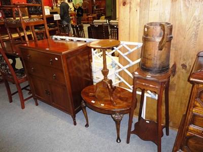 Lot 696 - A reproduction mahogany cabinet, an oak torchere, a walnut oval occasional table, a mahogany...