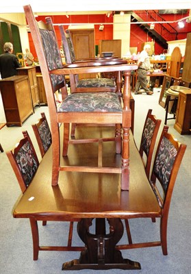 Lot 697 - A reproduction oak refectory style table, a set of six chairs and four others