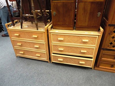 Lot 700 - Two caned chests of drawers and two caned single headboards