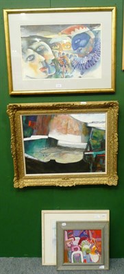 Lot 734 - Two Ken Jones (one watercolour and one oil) and two Leslie Coates-Jones (one watercolour and...